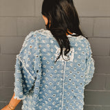 POL Denim Woven Open Cadigan - Deep Denim
