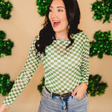 Checkered Mesh Top - Green