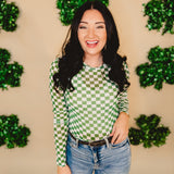 Checkered Mesh Top - Green