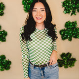 Checkered Mesh Top - Green