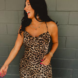 Leopard Satin Maxi Slip Dress