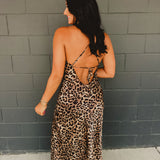 Leopard Satin Maxi Slip Dress