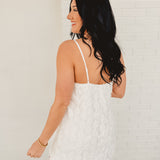 Flowered Sleeveless Dress - White