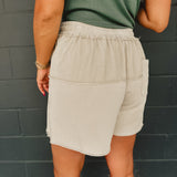 Mixed Mineral Wash Terry Knit Shorts - Khaki