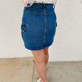 Cargo Mini Denim Skirt - Medium Wash