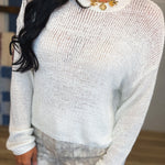Long Sleeve Basic Crewneck Knit Top - White - Lace and Grace Boutique