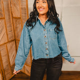 Denim Button Up Long Sleeve Top