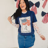 4th of July Stamp Collection Graphic Tee - Blue