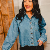 Denim Button Up Long Sleeve Top