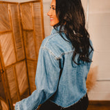 Denim Button Up Long Sleeve Top