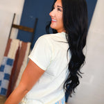 Raw Edge Short Sleeve Knit Top - Cream - Lace and Grace Boutique
