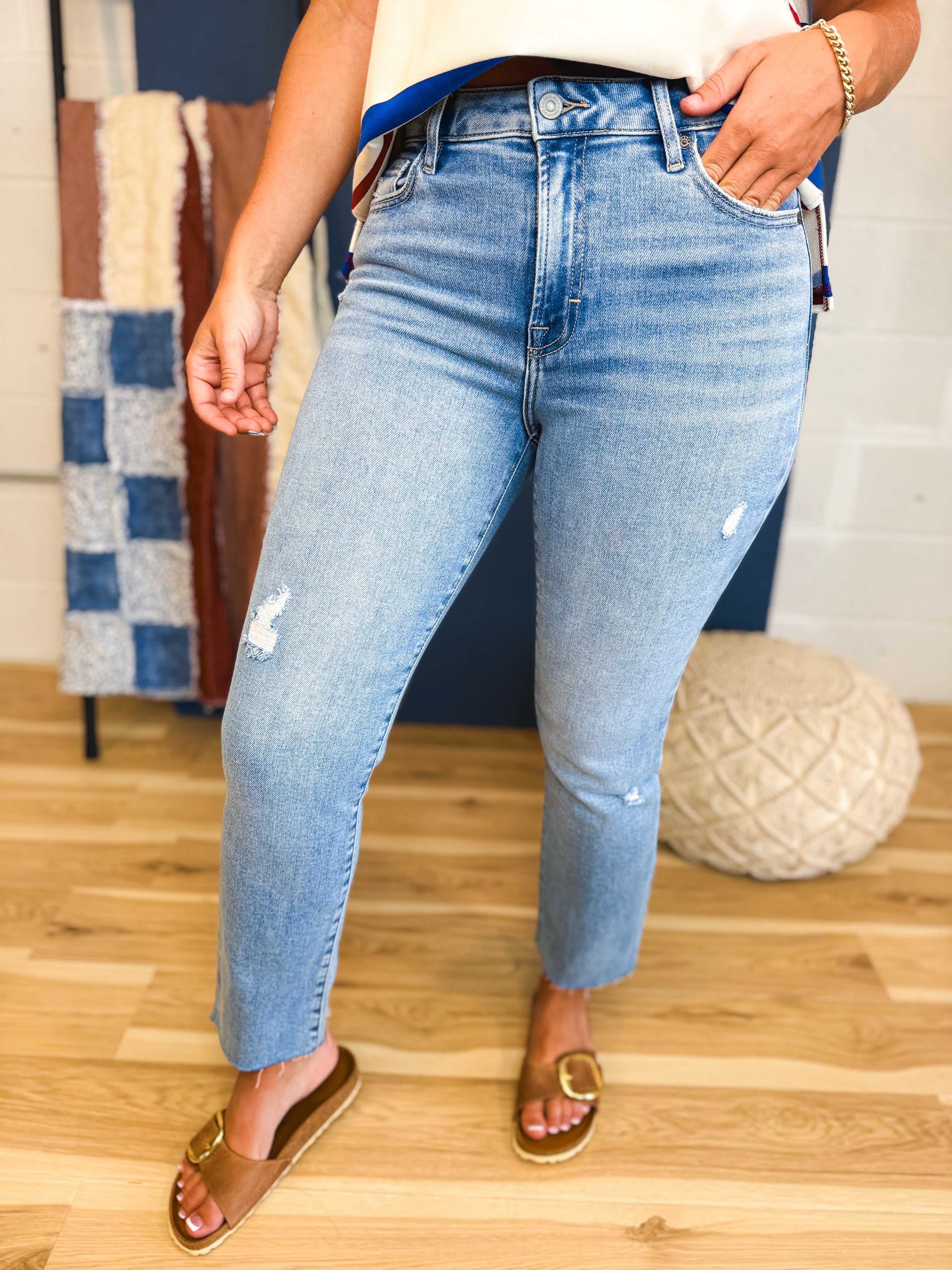 Hidden Medium Light Stretch Cigarette Skinny Jeans - Lace and Grace Boutique