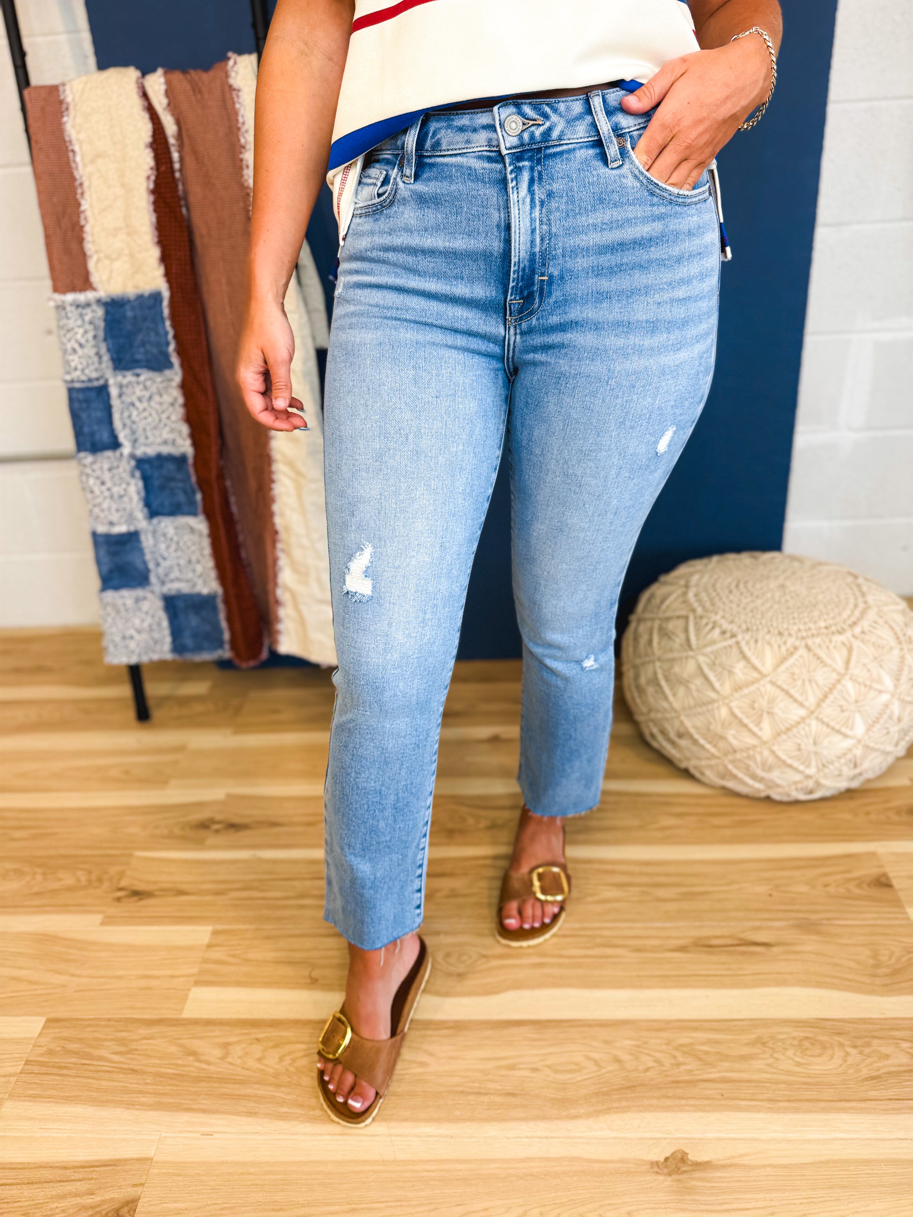 Hidden Medium Light Stretch Cigarette Skinny Jeans - Lace and Grace Boutique