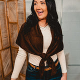 Knit Cross-Front Triangle Shawl - Caramel