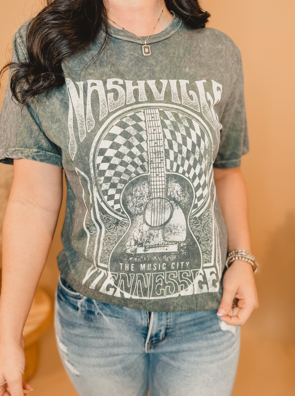 Nashville Graphic Tee - Stone Grey - Lace and Grace Boutique