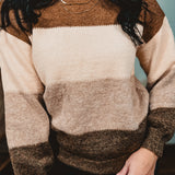 Knit Color Blocked Sweater - Mocha Combo