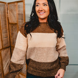 Knit Color Blocked Sweater - Mocha Combo