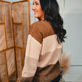 Knit Color Blocked Sweater - Mocha Combo