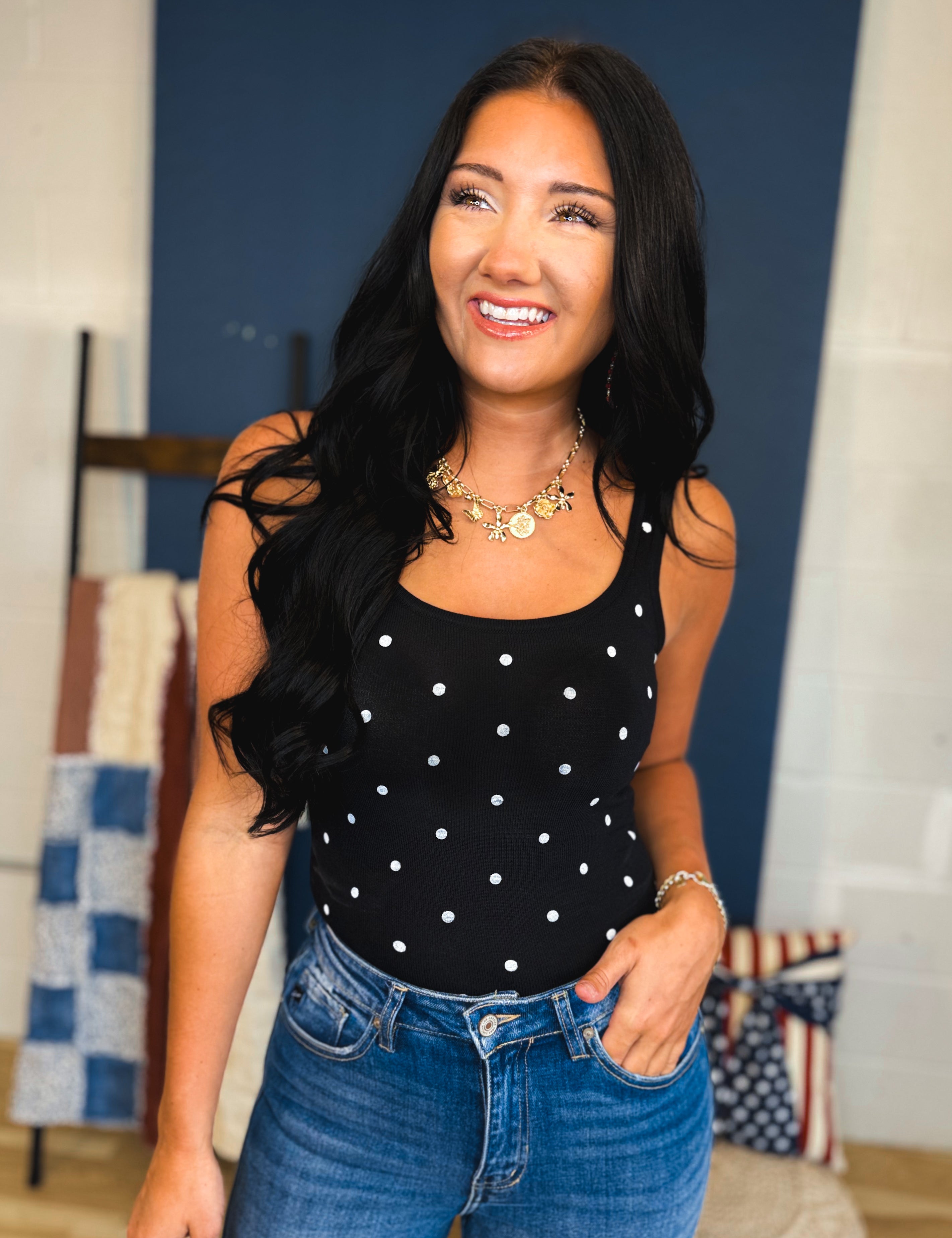 Polka Dot Tank - Black - Lace and Grace Boutique
