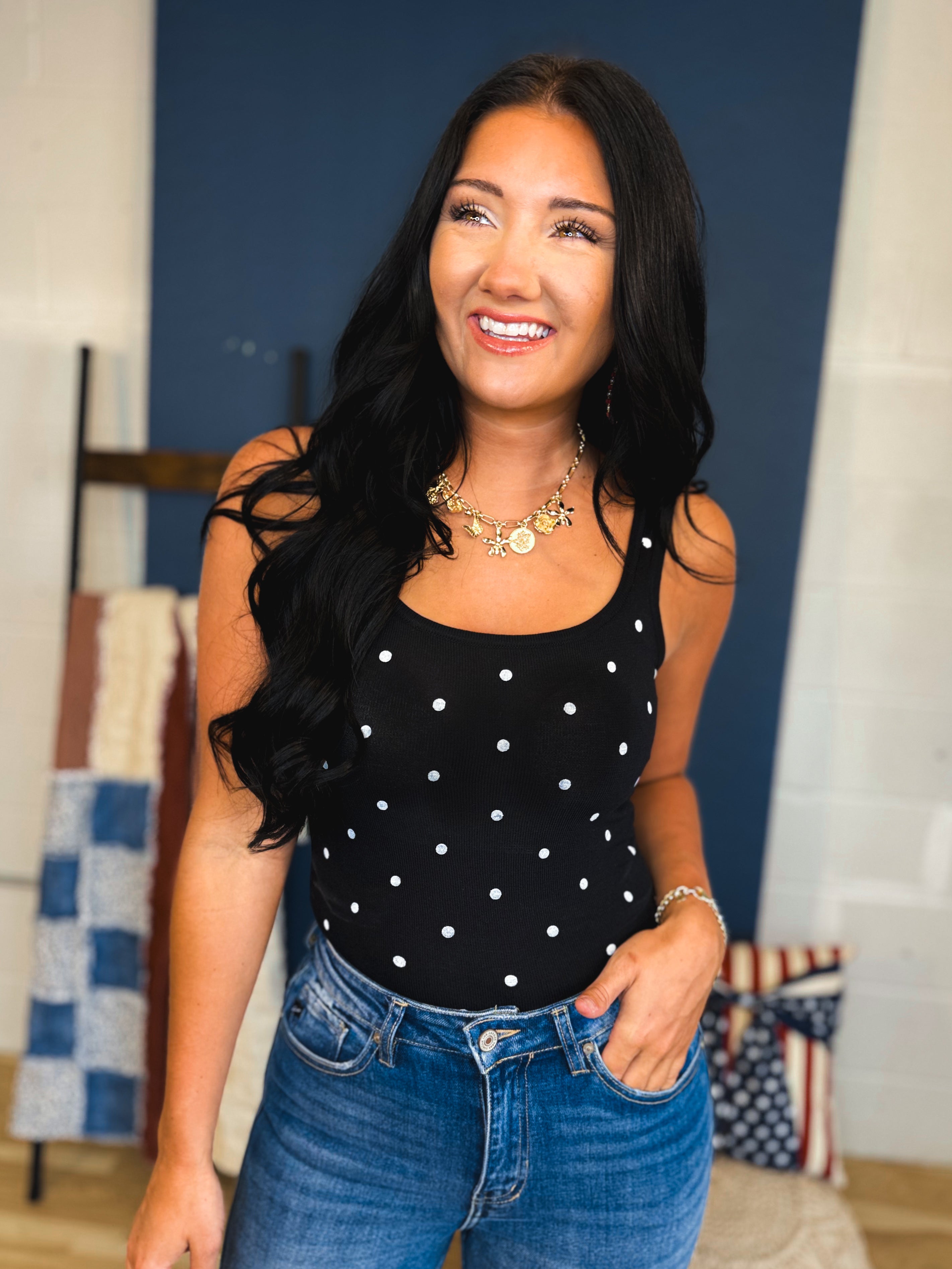 Polka Dot Tank - Black - Lace and Grace Boutique