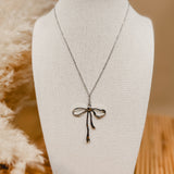 Bow Pendants Necklace - Silver