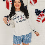 Simply Southern Embroidered Varsity Pullover - United States of America
