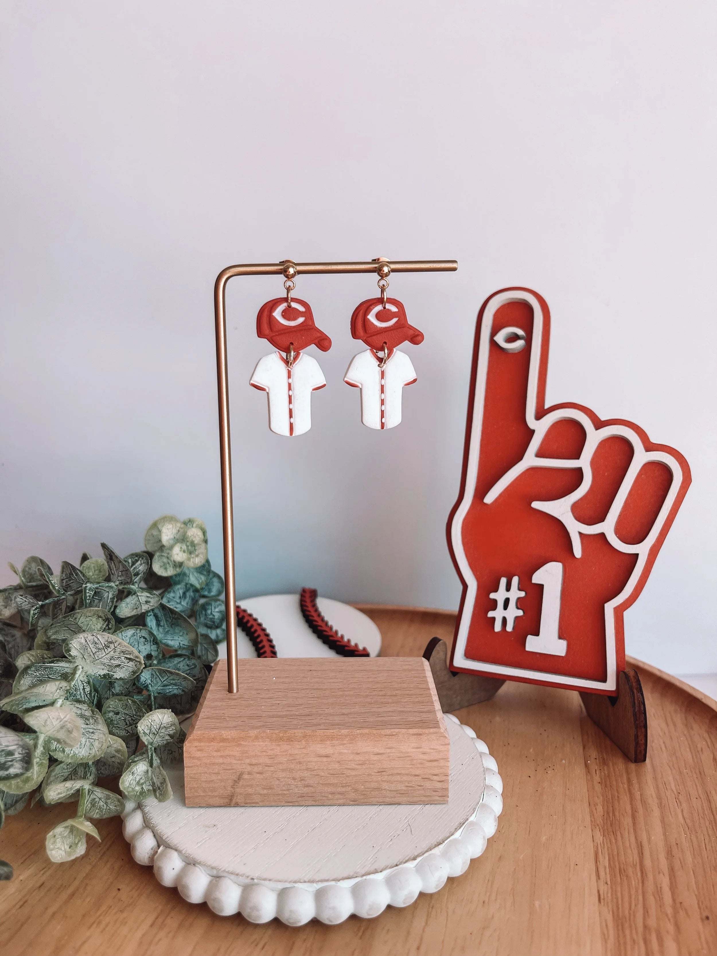 Reds Hat & Jersey Dangle Earrings - Lace and Grace Boutique