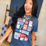 4th Of July Match Box Graphic Tee - Den Blue - Lace and Grace Boutique