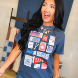 4th Of July Match Box Graphic Tee - Den Blue - Lace and Grace Boutique
