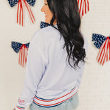 Simply Southern Embroidered Varsity Pullover - American Honey Social Club