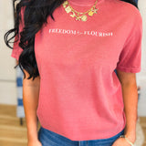 Blooming In The Land Of The Free Graphic Tee - Crimson - Lace and Grace Boutique