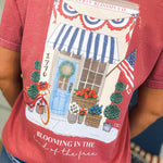 Blooming In The Land Of The Free Graphic Tee - Crimson - Lace and Grace Boutique