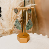 Living Fast Leather Earrings - Gold/Olive - Lace and Grace Boutique