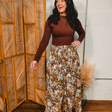 Ribbed Long Sleeve Mock Neck Top - Fudge