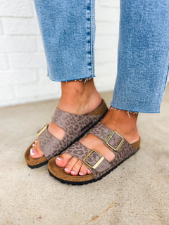 Birkenstock Arizona Sandal - Leo Grey Taupe - Lace and Grace Boutique