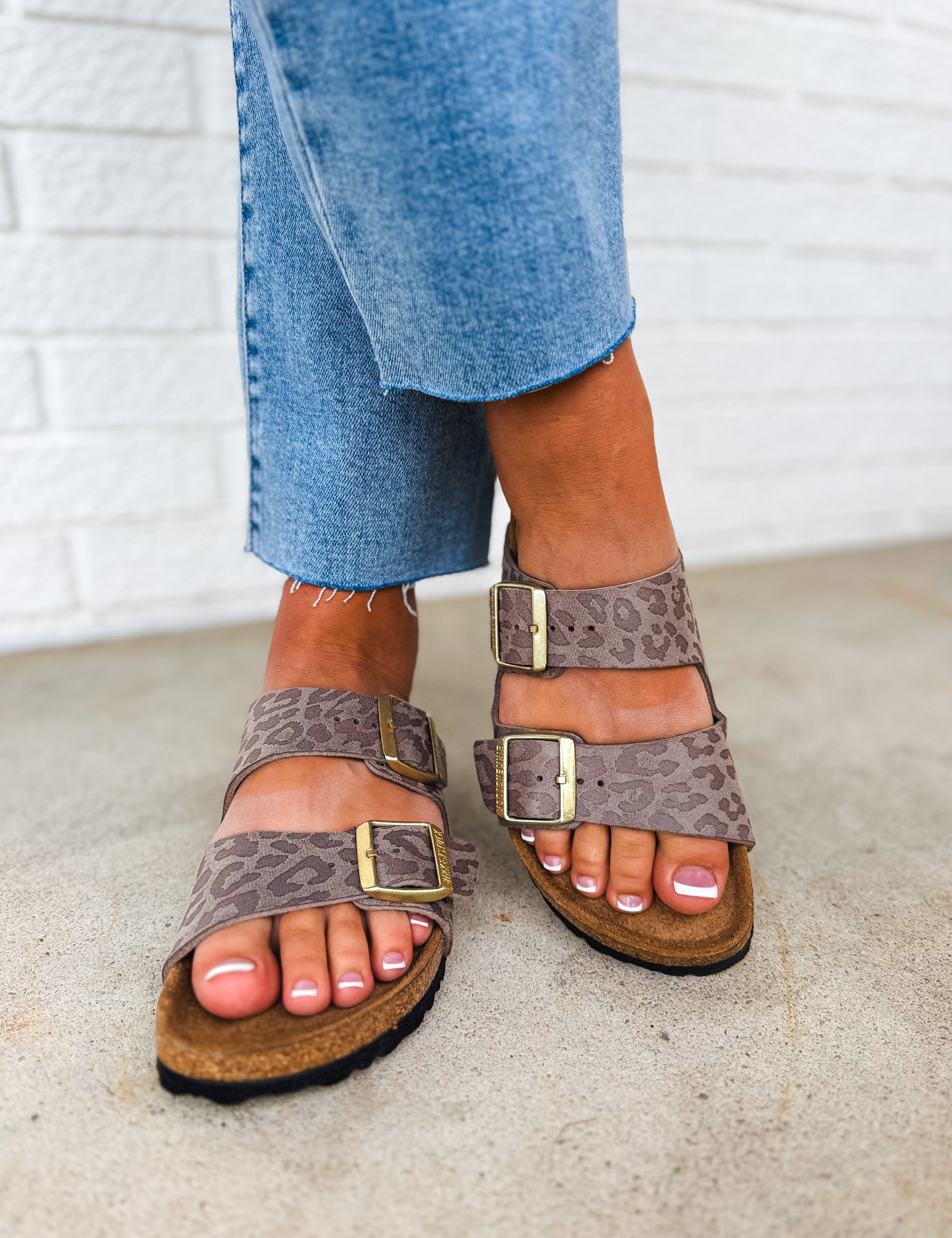 Birkenstock Arizona Sandal - Leo Grey Taupe - Lace and Grace Boutique