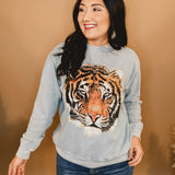 Tiger Face Mineral Graphic Sweatshirt - Grey