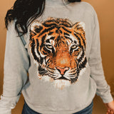 Tiger Face Mineral Graphic Sweatshirt - Grey