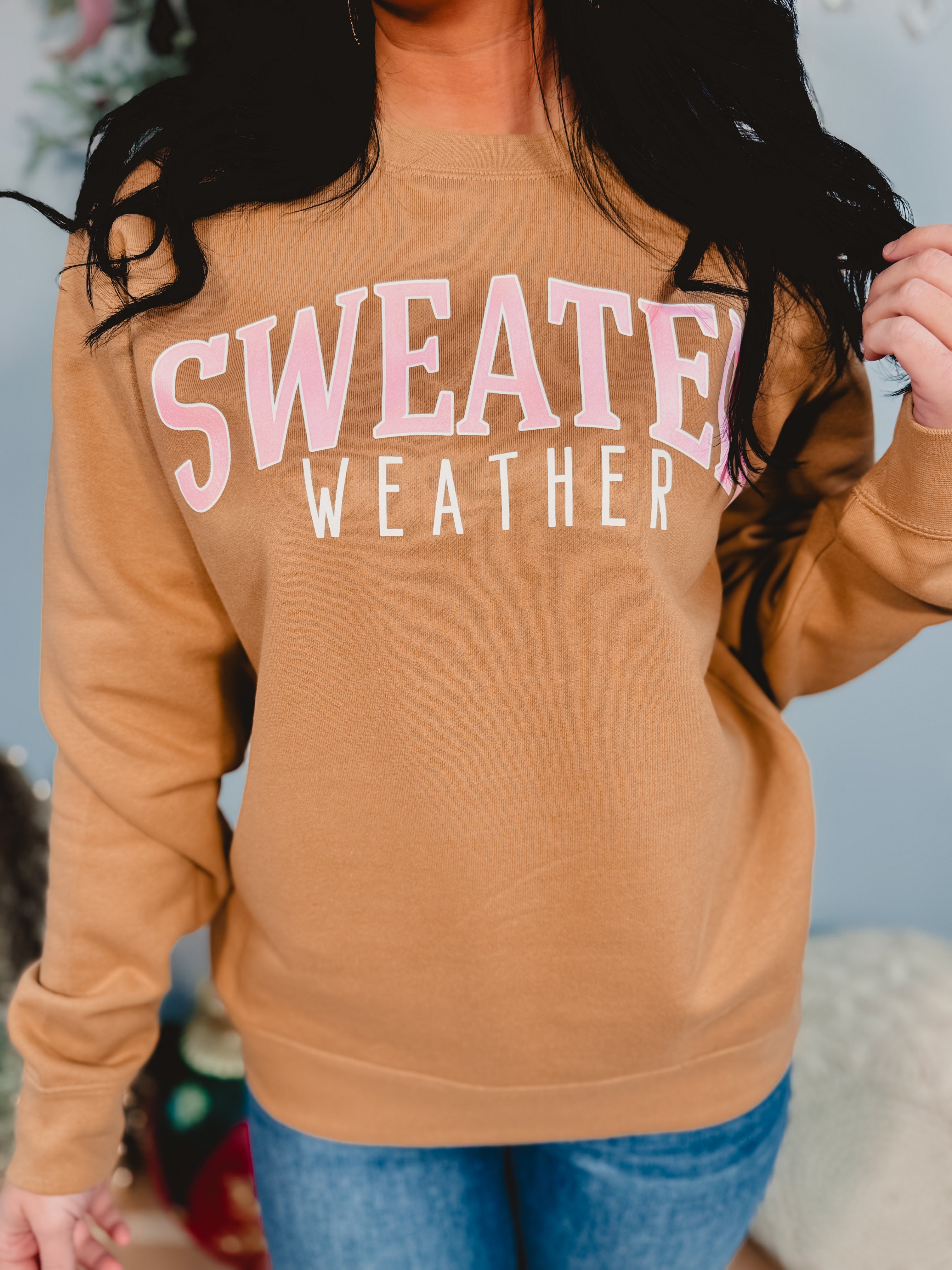 Sweater Weather Sweatshirt - Camel - Lace and Grace Boutique
