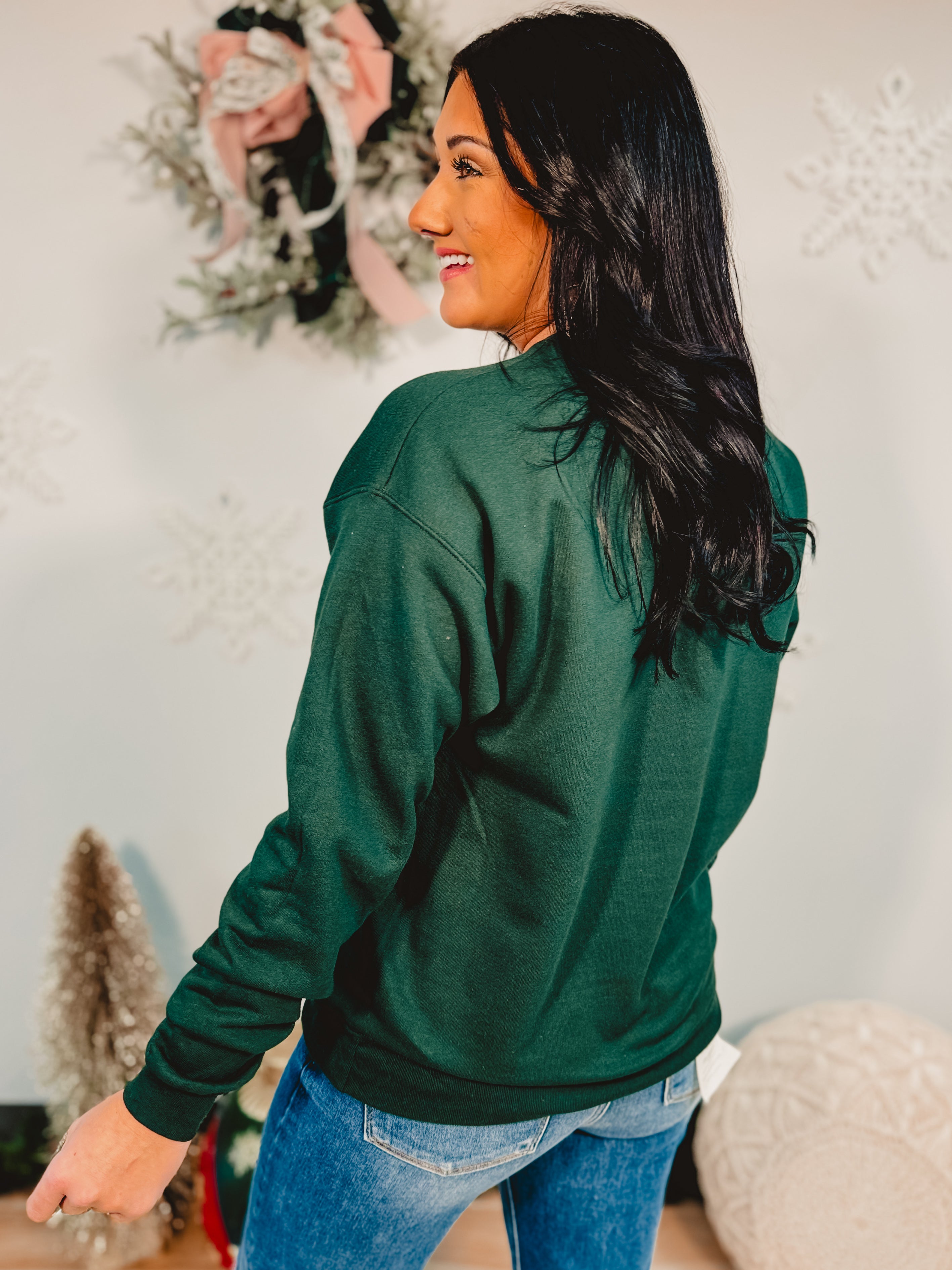 Santa's Coming To Town Sweatshirt - Forest - Lace and Grace Boutique