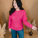 Waffle Knit Sweater - Fuchsia