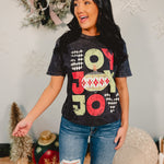 Joy Stacked Graphic Tee - Washed Black - Lace and Grace Boutique