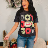 Joy Stacked Graphic Tee - Washed Black - Lace and Grace Boutique