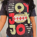 Joy Stacked Graphic Tee - Washed Black - Lace and Grace Boutique