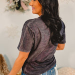 Joy Stacked Graphic Tee - Washed Black - Lace and Grace Boutique