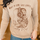 Just A Girl Who Loves Country Music Sweatshirt - Mineral Beige