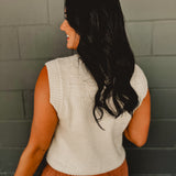 Flower Crochet Sweater Vest - Natural Multi
