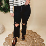 Kolbi High Rise Straight Crop Jeans by Risen - Black - Lace and Grace Boutique