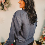Stay Cozy Club Sweatshirt - Heather Navy - Lace and Grace Boutique