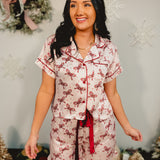 Simply Southern Candy Cane Bow Pajama Set - Mauve